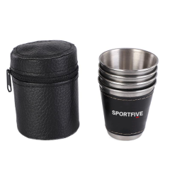 Leather Shot Glasses with PU Pouch
