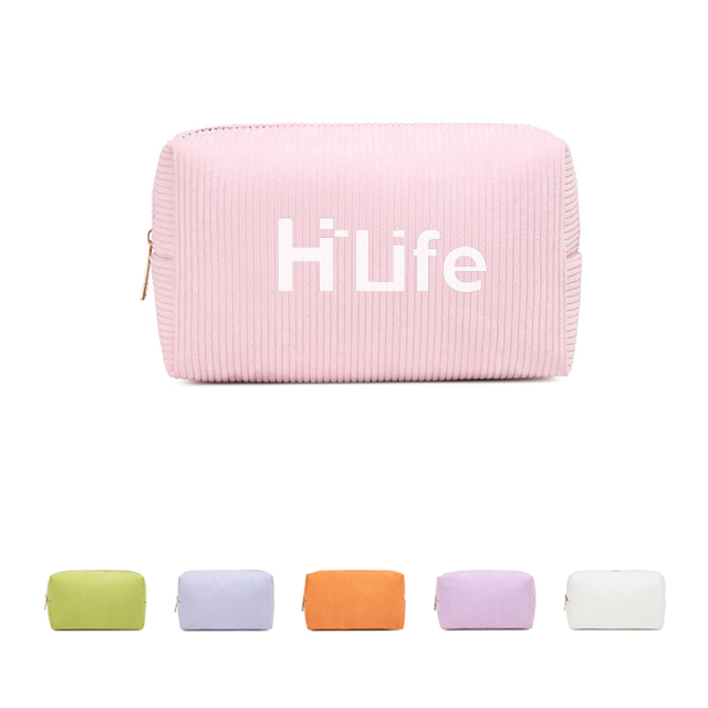 Portable Corduroy Makeup Bag