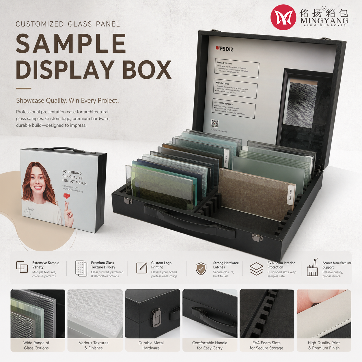 Customized Glass Panel Sample Box Multi-Specification Transparent Glass Sample Display Box Acrylic Sample Box