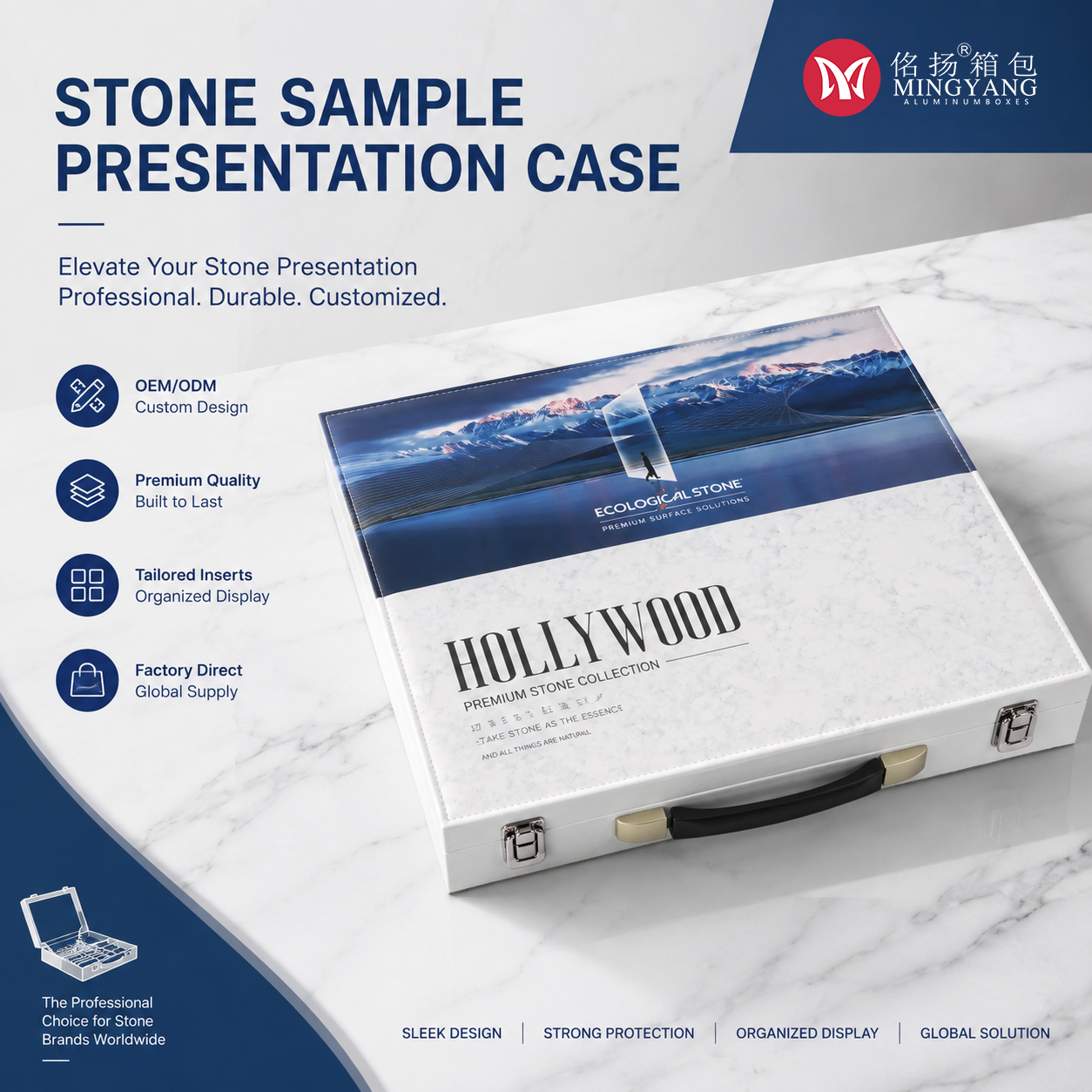 Stone, stone, leather sample booklet, sample display box, easy to store and transport, carrying sponge protective box, three protective boxes