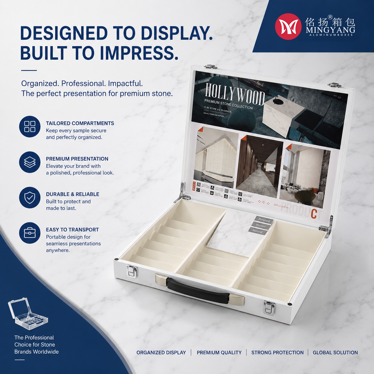 Stone, stone, leather sample booklet, sample display box, easy to store and transport, carrying sponge protective box, three protective boxes