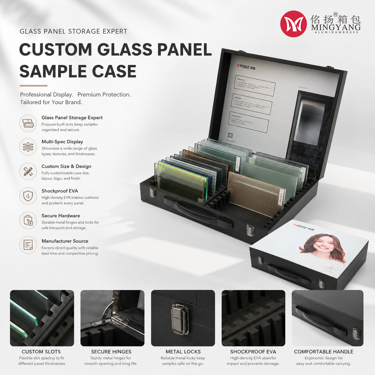 Customized Glass Panel Sample Box Multi-Specification Transparent Glass Sample Display Box Acrylic Sample Box