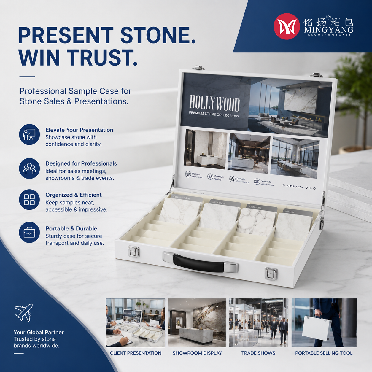Stone, stone, leather sample booklet, sample display box, easy to store and transport, carrying sponge protective box, three protective boxes