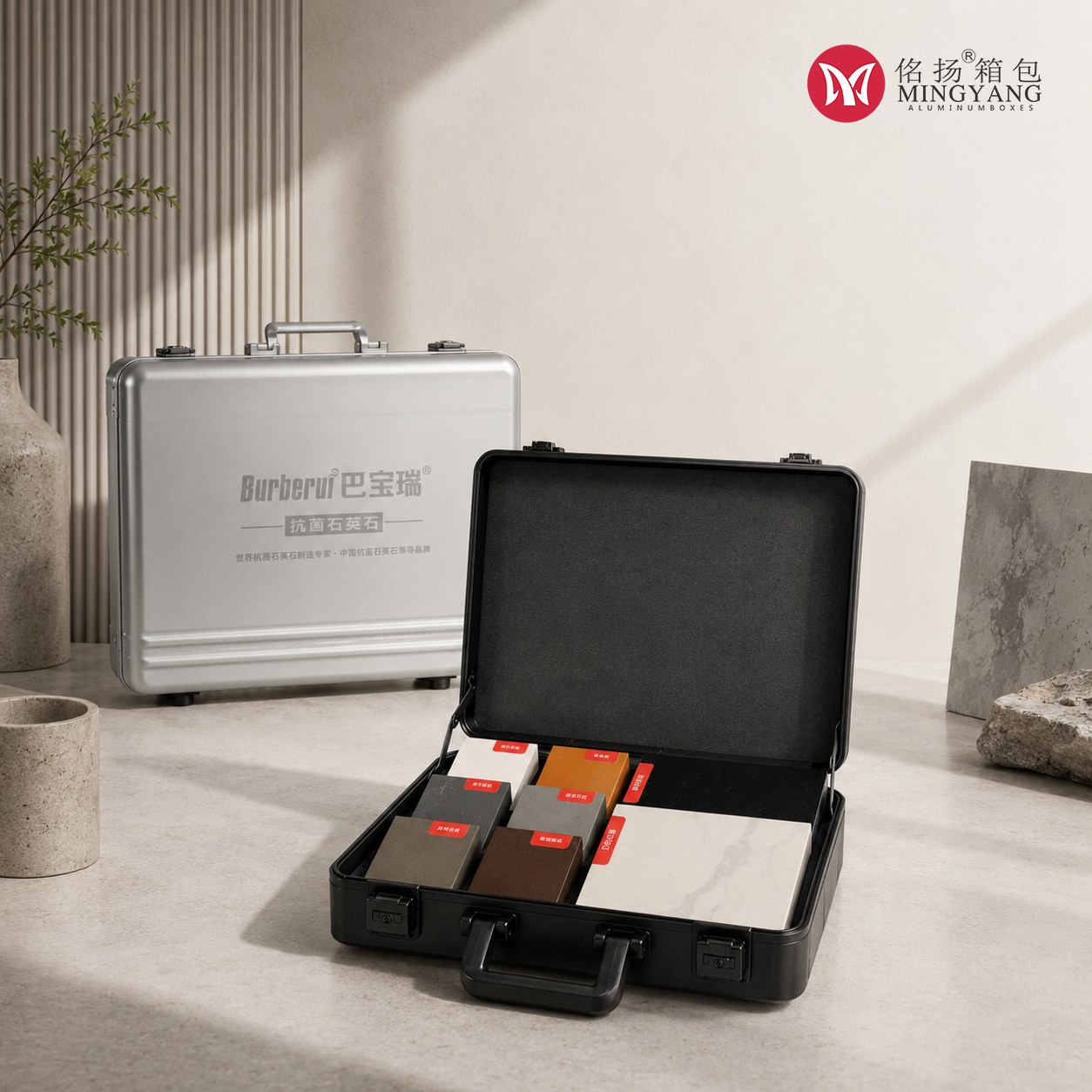 Aluminum Alloy Handbag Quartz Stone One-piece Display Box Rock Slab Tile Marble Display Box Dustproof Protection Box
