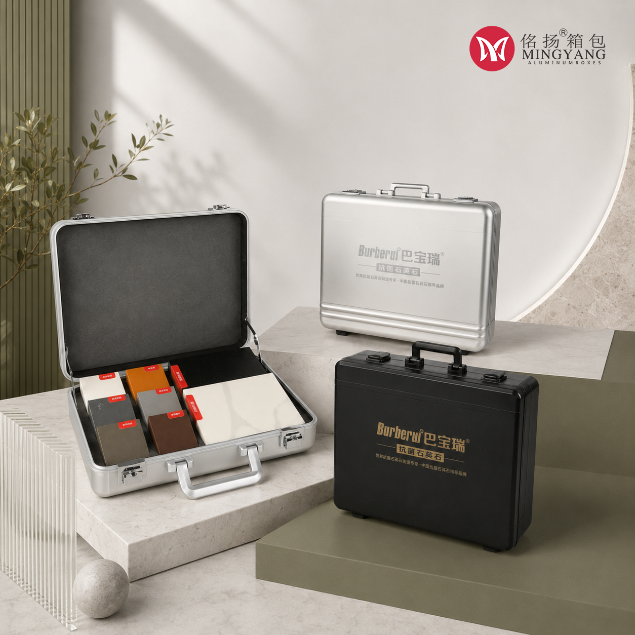 Aluminum Alloy Handbag Quartz Stone One-piece Display Box Rock Slab Tile Marble Display Box Dustproof Protection Box