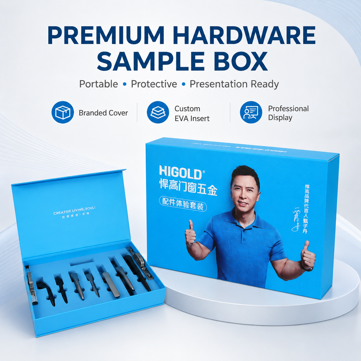 Enterprise Customized Doors and Windows System Smart Door Control Hinge Hardware Sample Display Box Portable Shockproof Product Protection Box