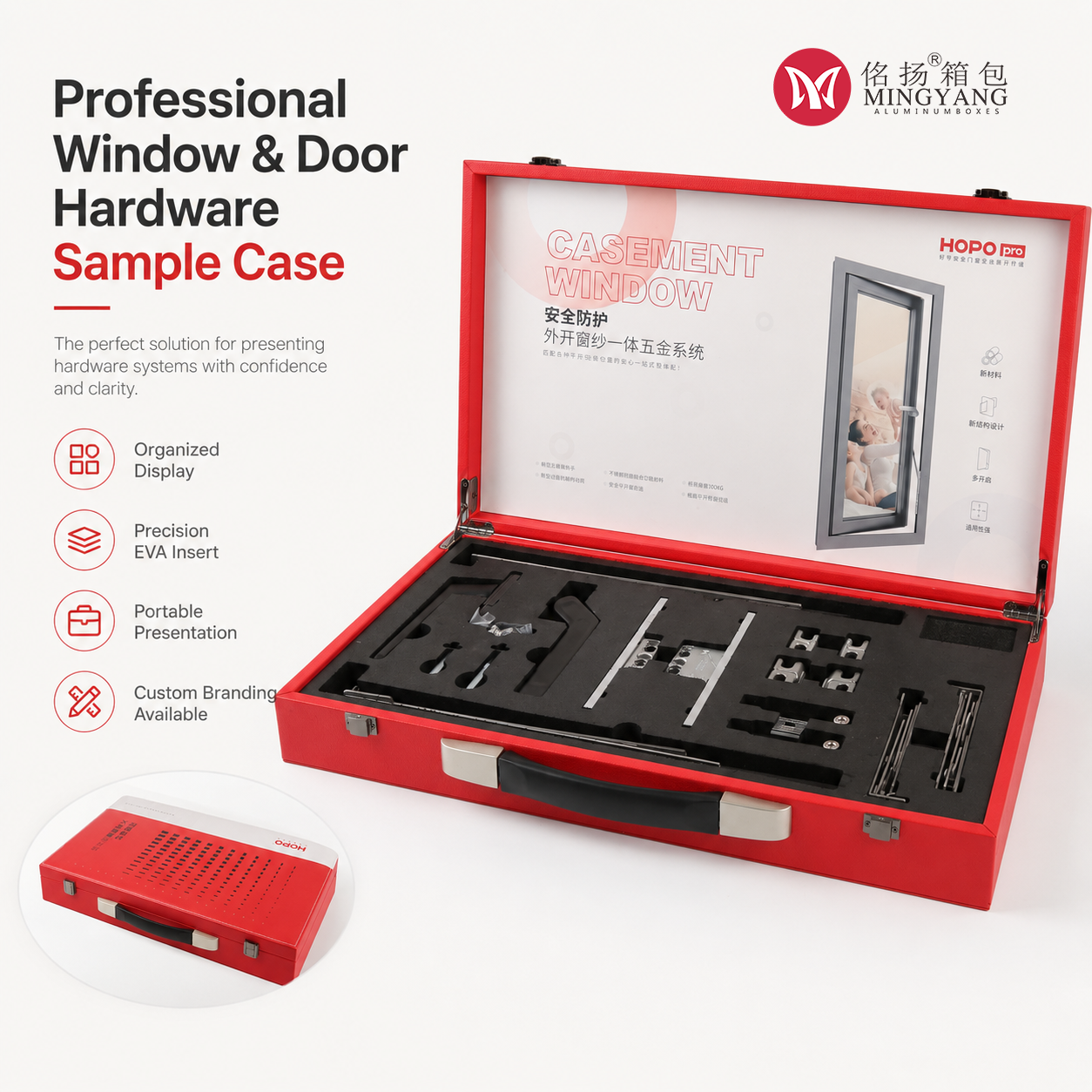 Leather doors and windows, hardware hinges, handles, sample display box, interior lining, customized appearance, hand-held products