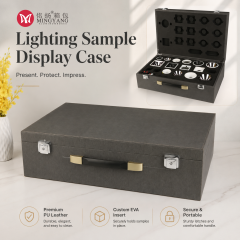 Custom LED Downlight Spotlight Sample Display Case PU Leather Lighting Fixture Presentation Box with EVA Foam Insert