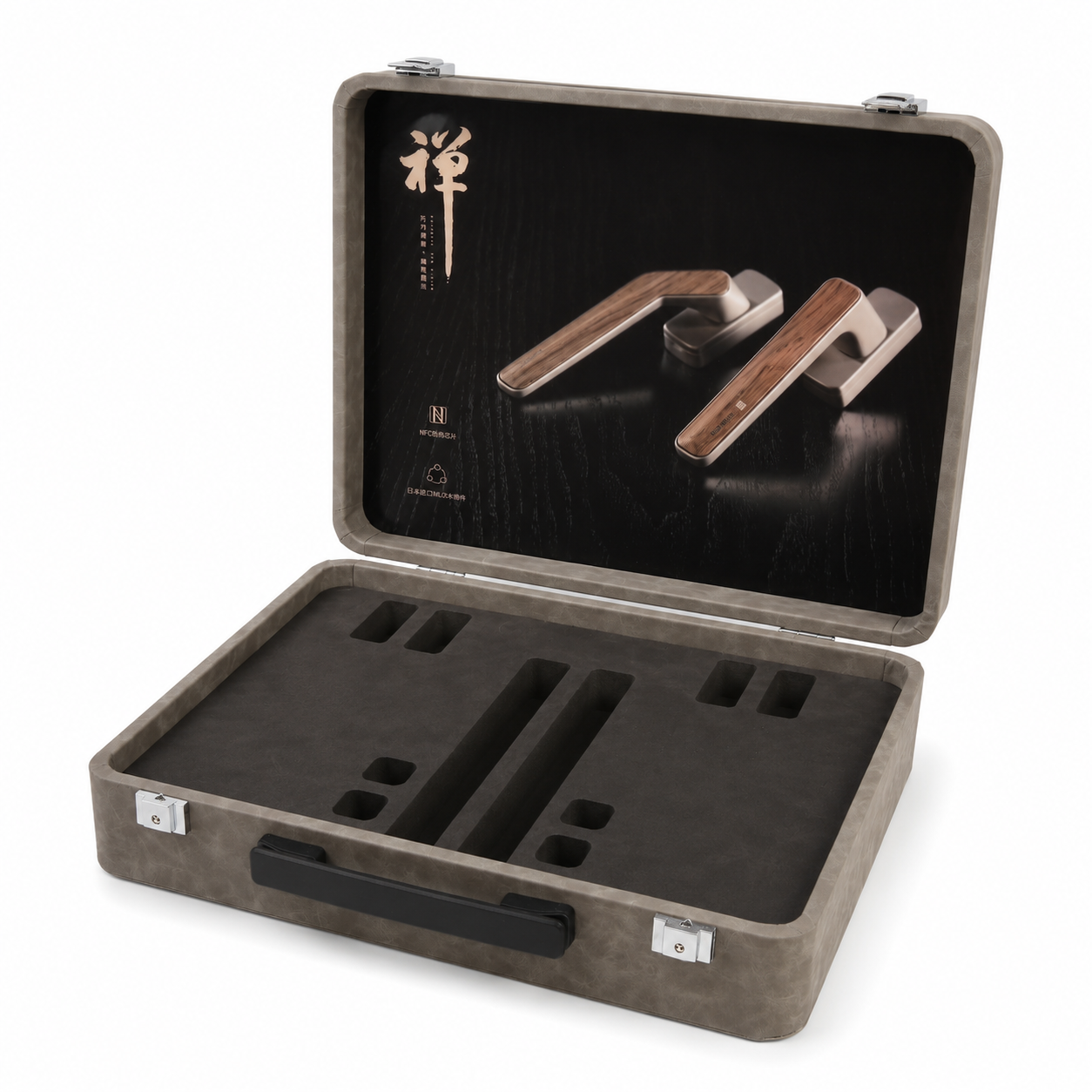 Door and Window Hardware Handles Hinges Screws Small Hardware Sample Display Leather Box Handheld Product Customization Shockproof Leather Suitcase
