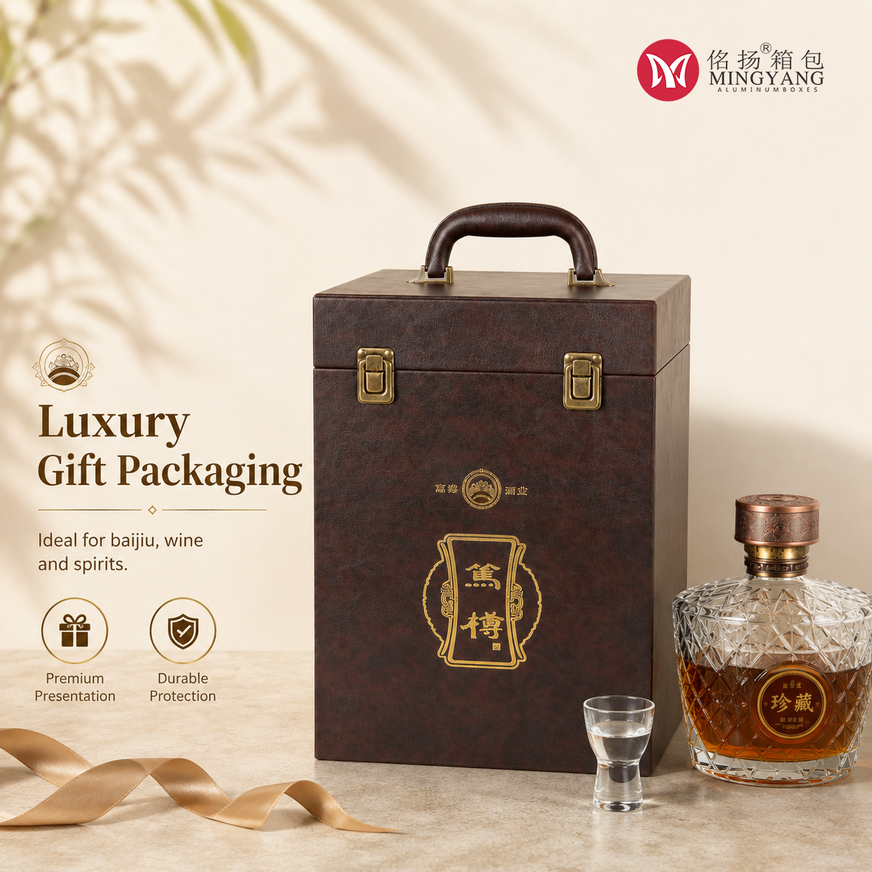 Duzun Baijiu Leather Box Handheld Flip Cover Custom Wine Foreign Liquor Protective Case Protection Box