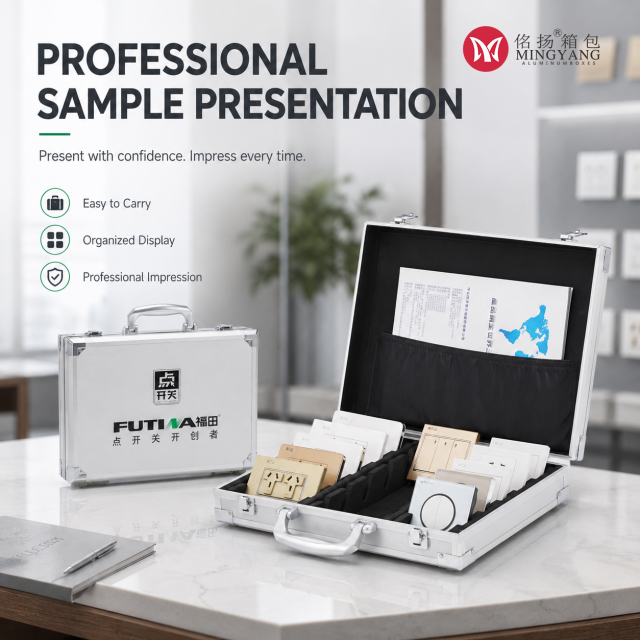 Custom Aluminum Alloy Switch Socket Sample Display Case Portable Electrical Wall Switch Display Box with Logo