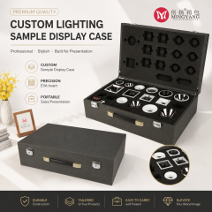 Custom LED Downlight Spotlight Sample Display Case PU Leather Lighting Fixture Presentation Box with EVA Foam Insert