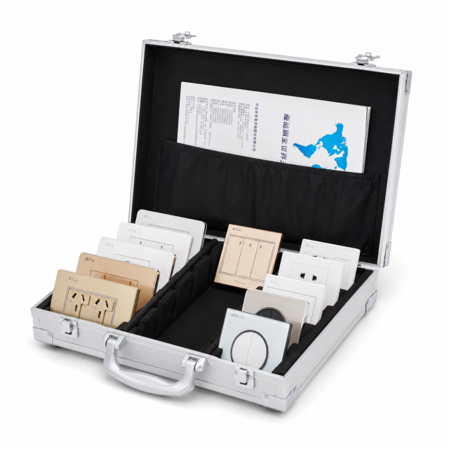 Custom Aluminum Alloy Switch Socket Sample Display Case Portable Electrical Wall Switch Display Box with Logo