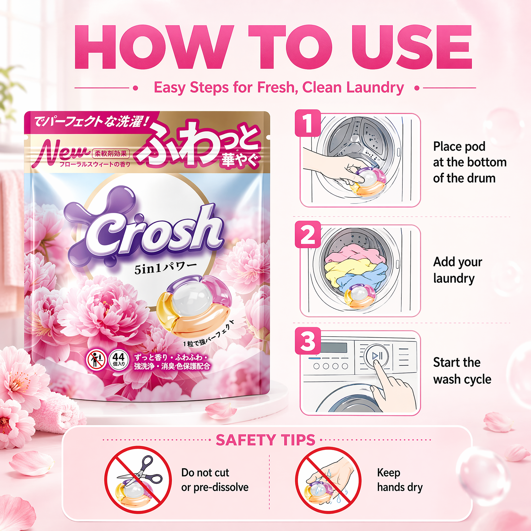 CROSH 5IN1 laundry Capsules-Floral Sweet