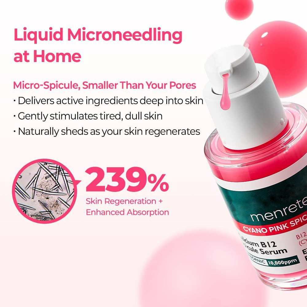 Private Label Collagen Niaciamide Pink Spicule Vitamin B12 Boosting Liquid Mircroneedling Eye Face Serum for Dark Circles