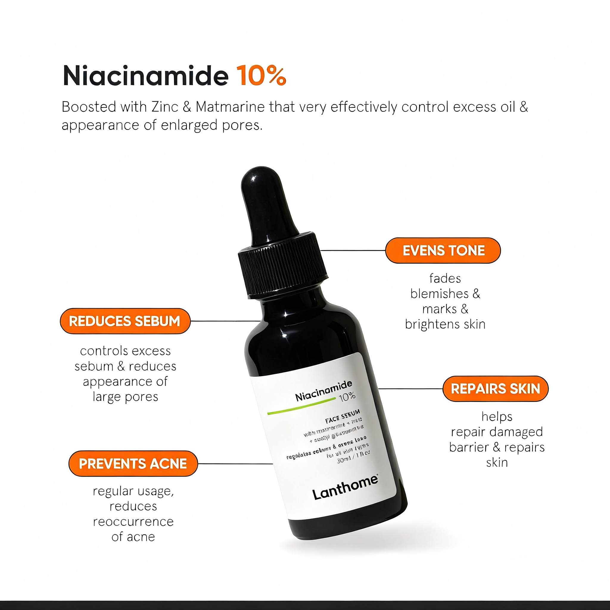 Private Label Korean Niacinamide Serum Acne Control Oil Skin Hydrating Brightening Face Serum for Uneven Skin Tone