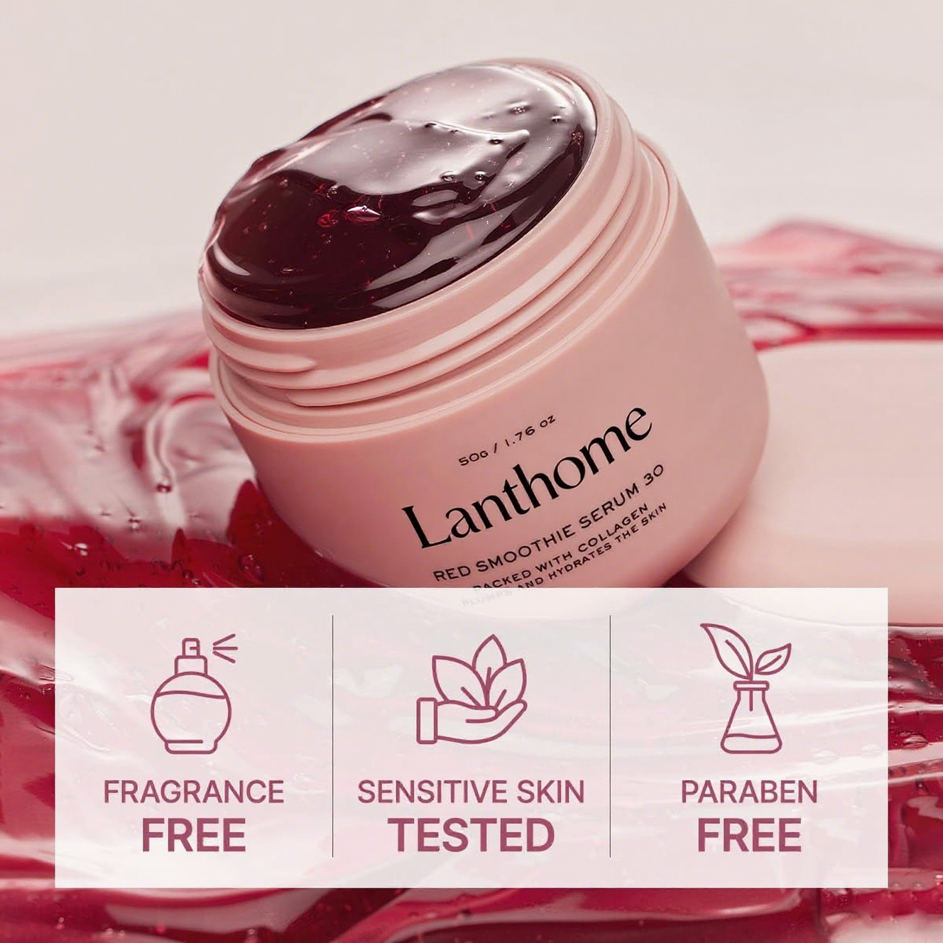 OEM Vegan 30% Red Collagen Niacinamide Jelly Cream Peptide Vitamin E Overnight Smoothie Serum Glowing Soothing Face Moisturizer
