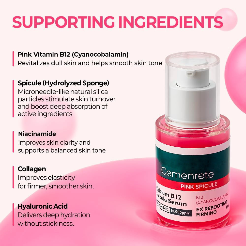 Private Label Collagen Niaciamide Pink Spicule Vitamin B12 Boosting Liquid Mircroneedling Eye Face Serum for Dark Circles