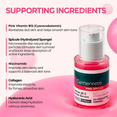 Private Label Collagen Niaciamide Pink Spicule Vitamin B12 Boosting Liquid Mircroneedling Eye Face Serum for Dark Circles
