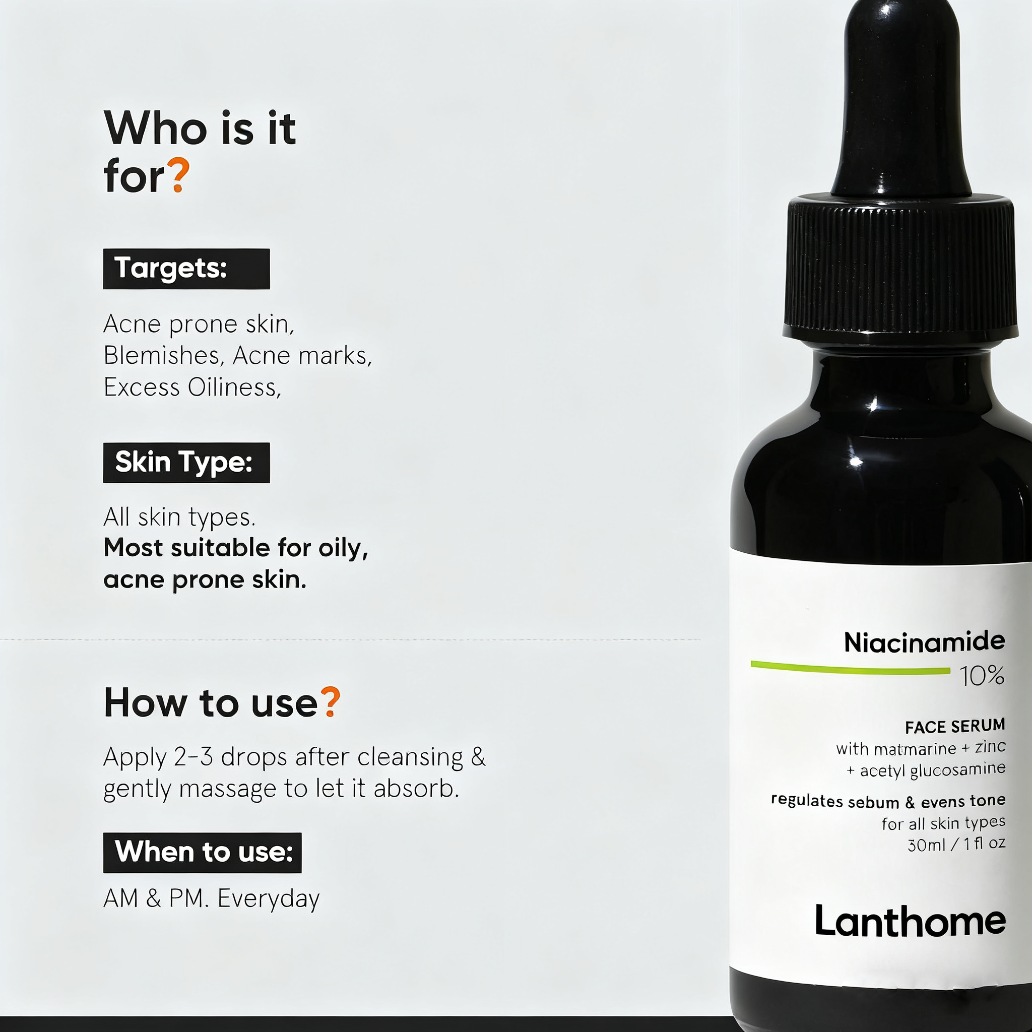 Private Label Korean Niacinamide Serum Acne Control Oil Skin Hydrating Brightening Face Serum for Uneven Skin Tone