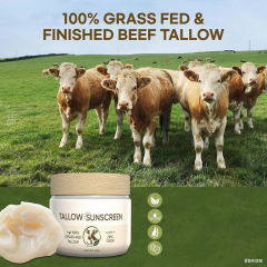 OEM Beef Tallow SPF 50 Sunscreen Cream Non-Toxic Natural Sunblock for Dry Skin Nourishing Zinc Oxide Peptides for Face & Body
