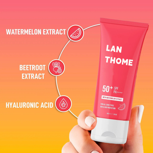 Private Label Korean Moisturizing Watermelon Sunscreen Cream Skin SunScreen Moisturizing Waterproof Tinted Sunscreen Spf 50+