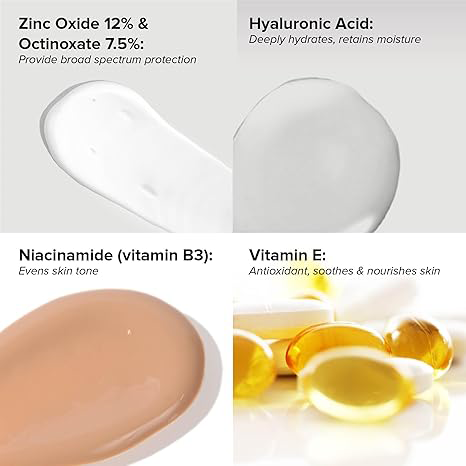 Vegan Mineral SPF46 Tinted Sunscreen Liquid Foundation Moisturizer Niacinamide Squalane Non-Nano Zinc Oxide Sunscreen