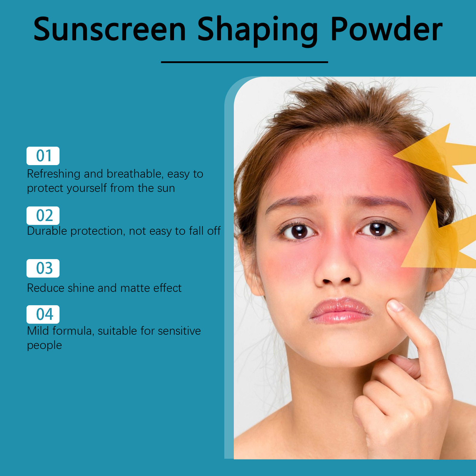 Private Label Lightweight Daily Face Protective Powder SPF50 Mild Waterproof Moisturizing Protection Makeup Sunscreen Powder