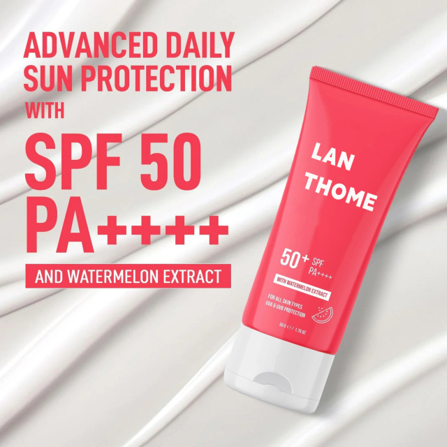 Private Label Korean Moisturizing Watermelon Sunscreen Cream Skin SunScreen Moisturizing Waterproof Tinted Sunscreen Spf 50+