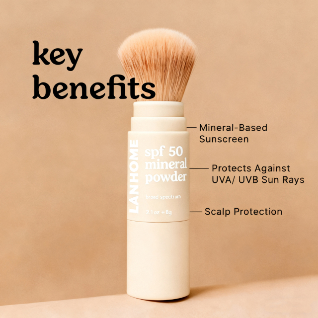 Private Label Sunscreen Powder Kids SPF 50 Brush on Mineral Sunscreen Powder EWG Reef-Friendly for Kids Babies Parents