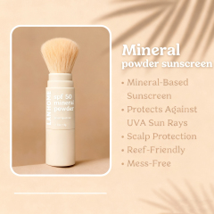 Private Label Sunscreen Powder Kids SPF 50 Brush on Mineral Sunscreen Powder EWG Reef-Friendly for Kids Babies Parents