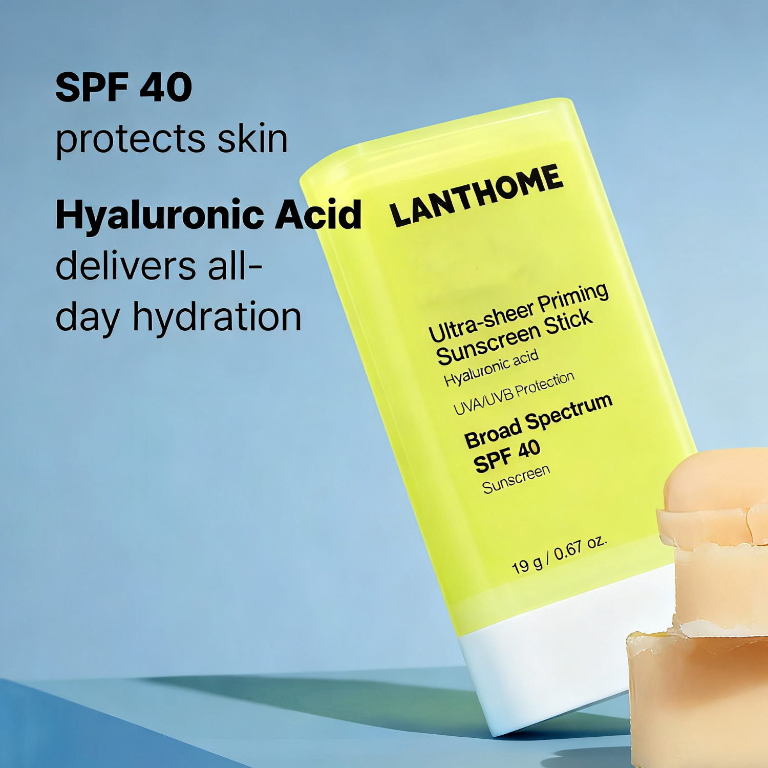 Private Label OEM SPF 40 UVA/UVB Protection Sunscreen Stick with Zinc Oxide Waterproof Facial Natural Reef Safe No White Cast