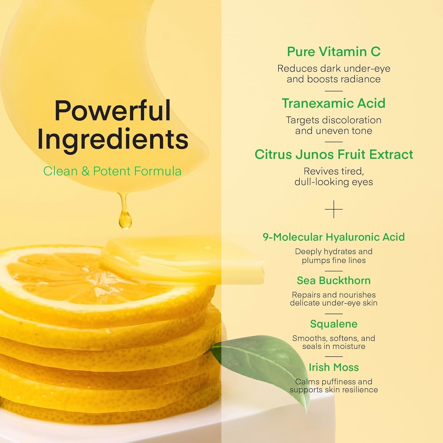 Private Label Vitamin C Eye Patches Brightening & Hydrating Under Eye Masks Tranexamic Acid Caffeine Hyaluronic Acid Serum