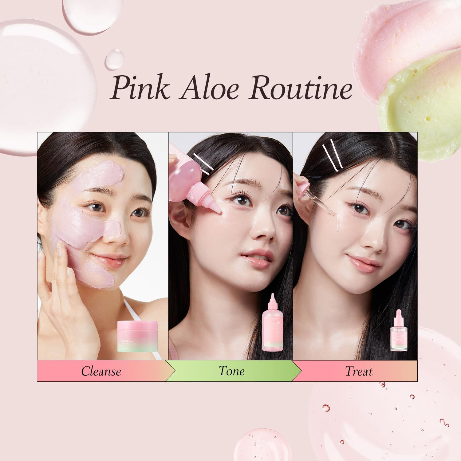 OEM Pink Aloe Facial Polish Cleanser Vita Toner Mucin Serum Skin Care Set Rejuvenating Korean Glass Skin Care Set for Glow
