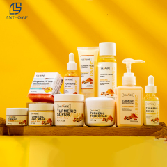 Natural Turmeric Skin Care 10 Pieces Set Anti Acne Dark Spot Whitening Soap Serum Scrub Cream Cleanser Face Body Skincare Set