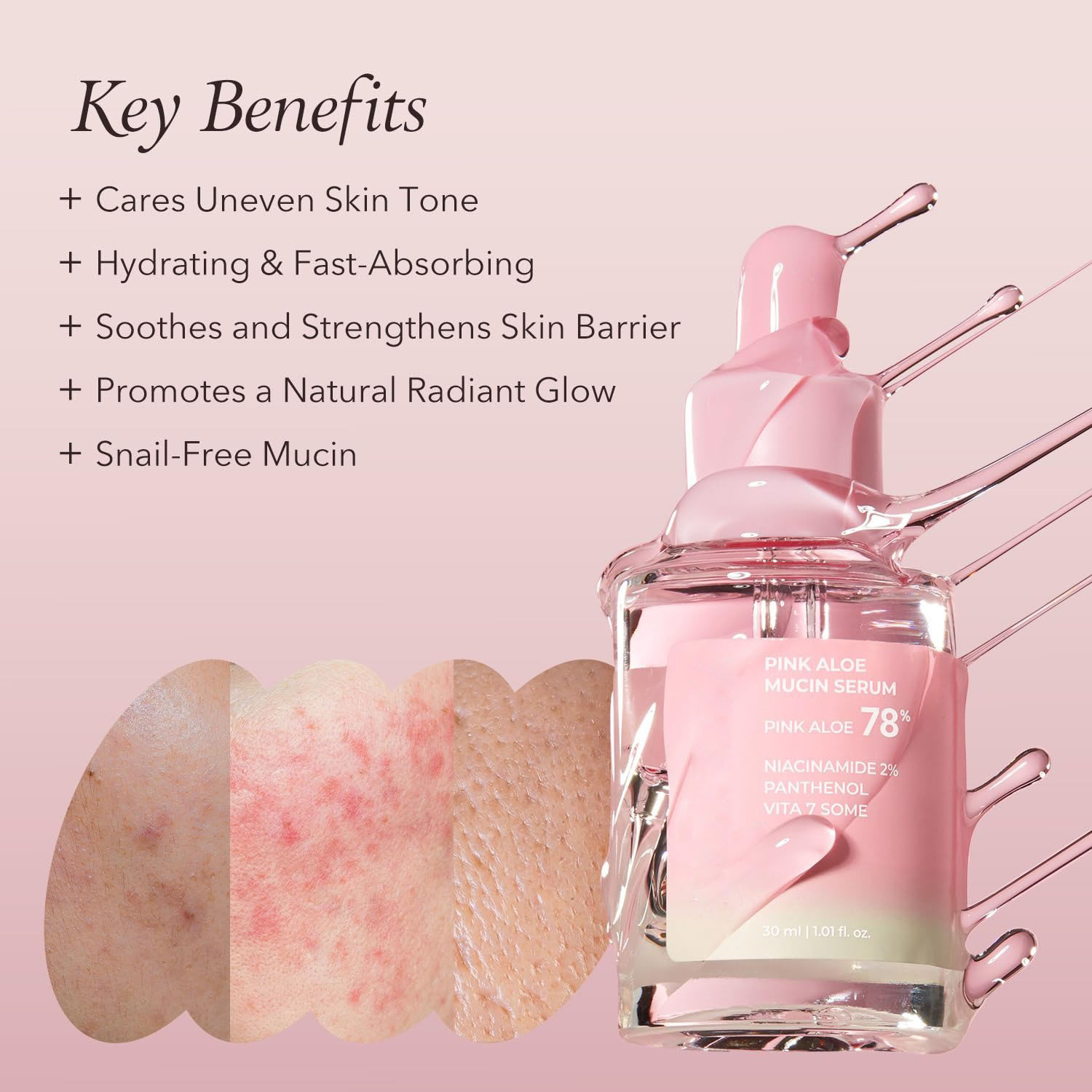 OEM Pink Aloe Facial Polish Cleanser Vita Toner Mucin Serum Skin Care Set Rejuvenating Korean Glass Skin Care Set for Glow