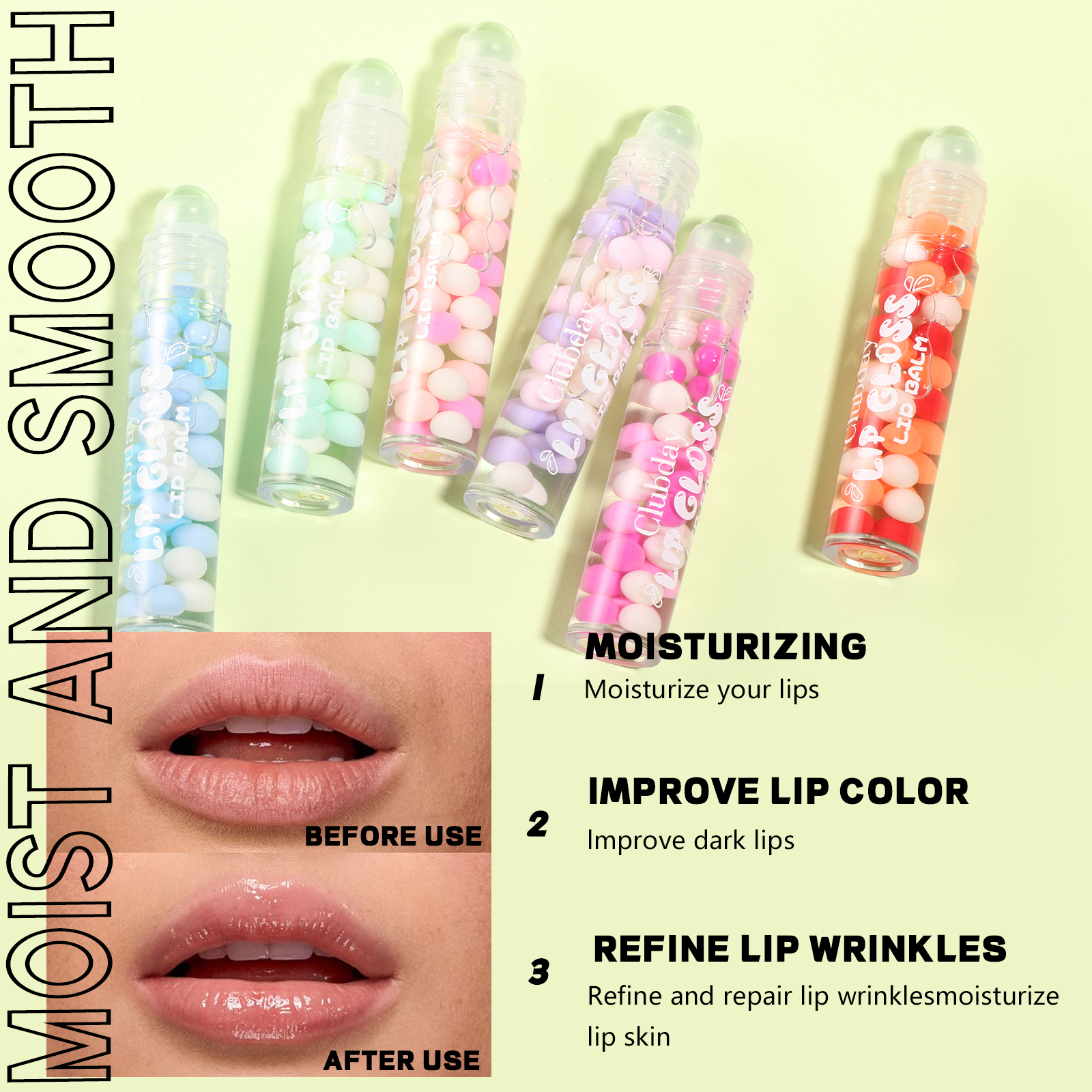 Private Label Roll-on Pearl Lip Glow Oil Hydrating Plumping Lip Gloss Stick Vegan Non-sticky Lip Oil Treatment for Dry Lips
