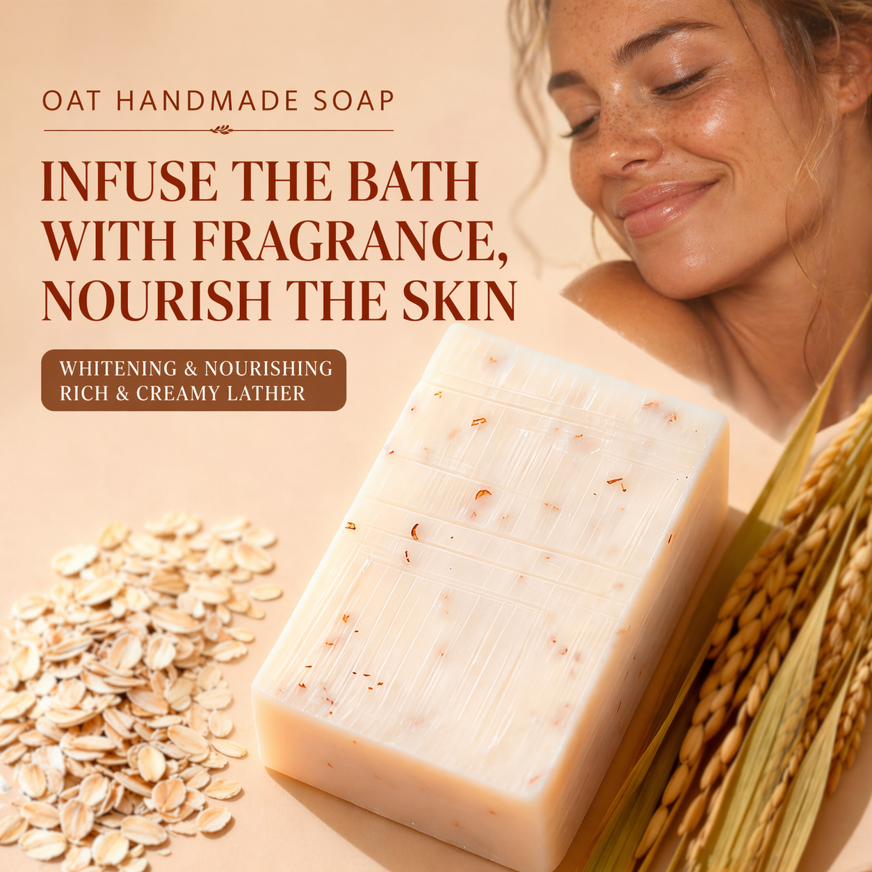 Natural Organic Oatmeal Soap for Sensitive Skin Exfoliating Handmade Soap Bar for Body & Face Eczema Relief Private Label OEM