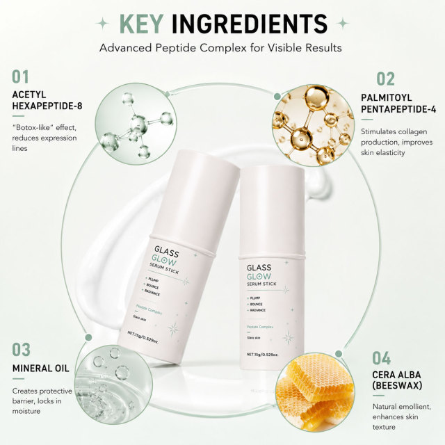 Private Label Glass Slick Serum Stick for Face Glow Stick Hydrating Radiant Glass Skin Balm Moisturizing Face Serum Stick OEM