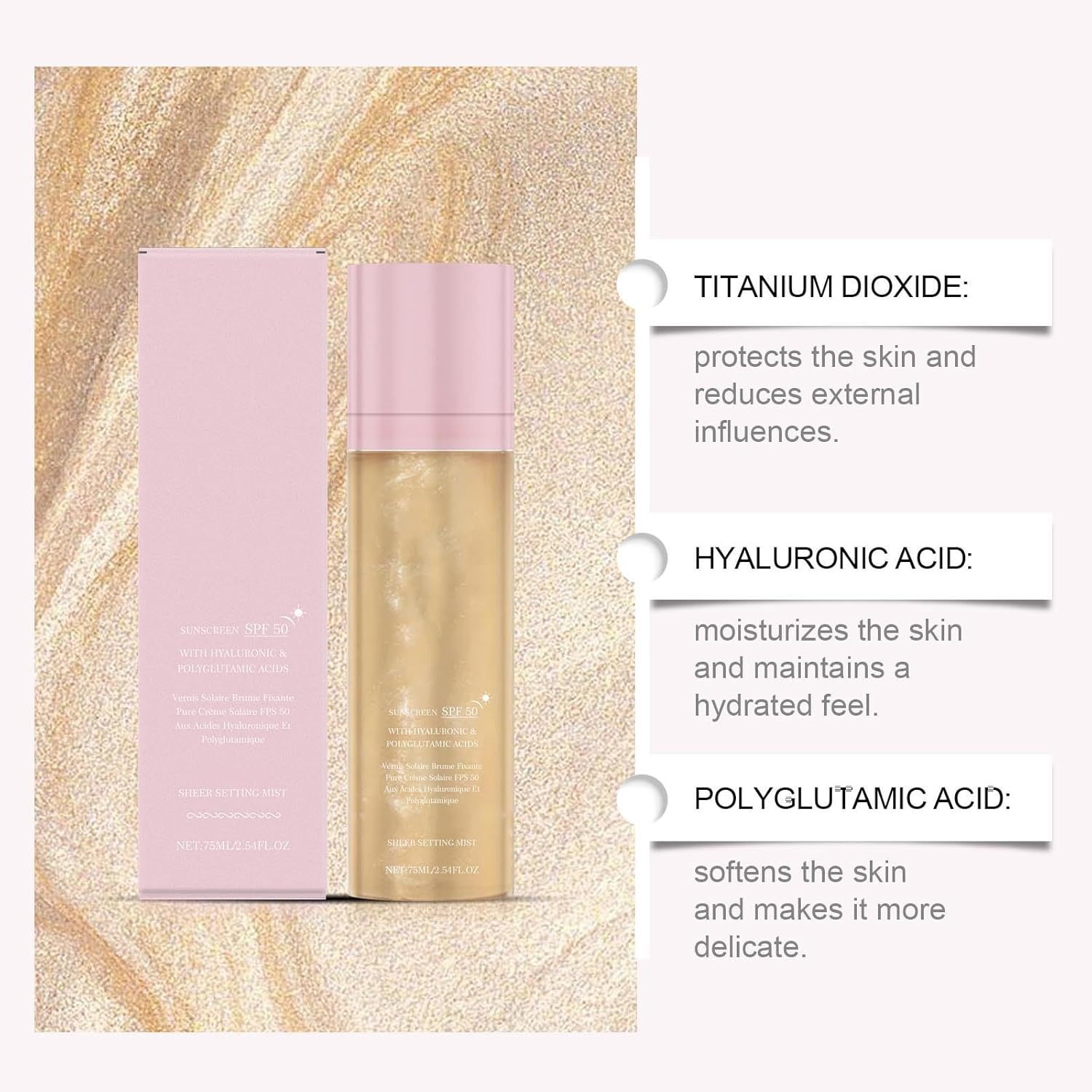 New Arrival Custom SPF 50 Sunscreen Broad Spectrum Shimmering Body Oil Mist Hydrating Makeup-Friendly Glow Spray
