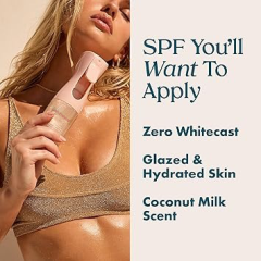 Private Label OEM Collagen Centella Vitamin C E SPF40 PA+++ Mineral Sunscreen Spray Herbal Vegan Sheer Shimmering Finish All