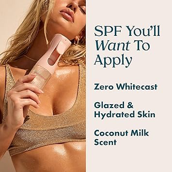Private Label OEM Collagen Centella Vitamin C E SPF40 PA+++ Mineral Sunscreen Spray Herbal Vegan Sheer Shimmering Finish All