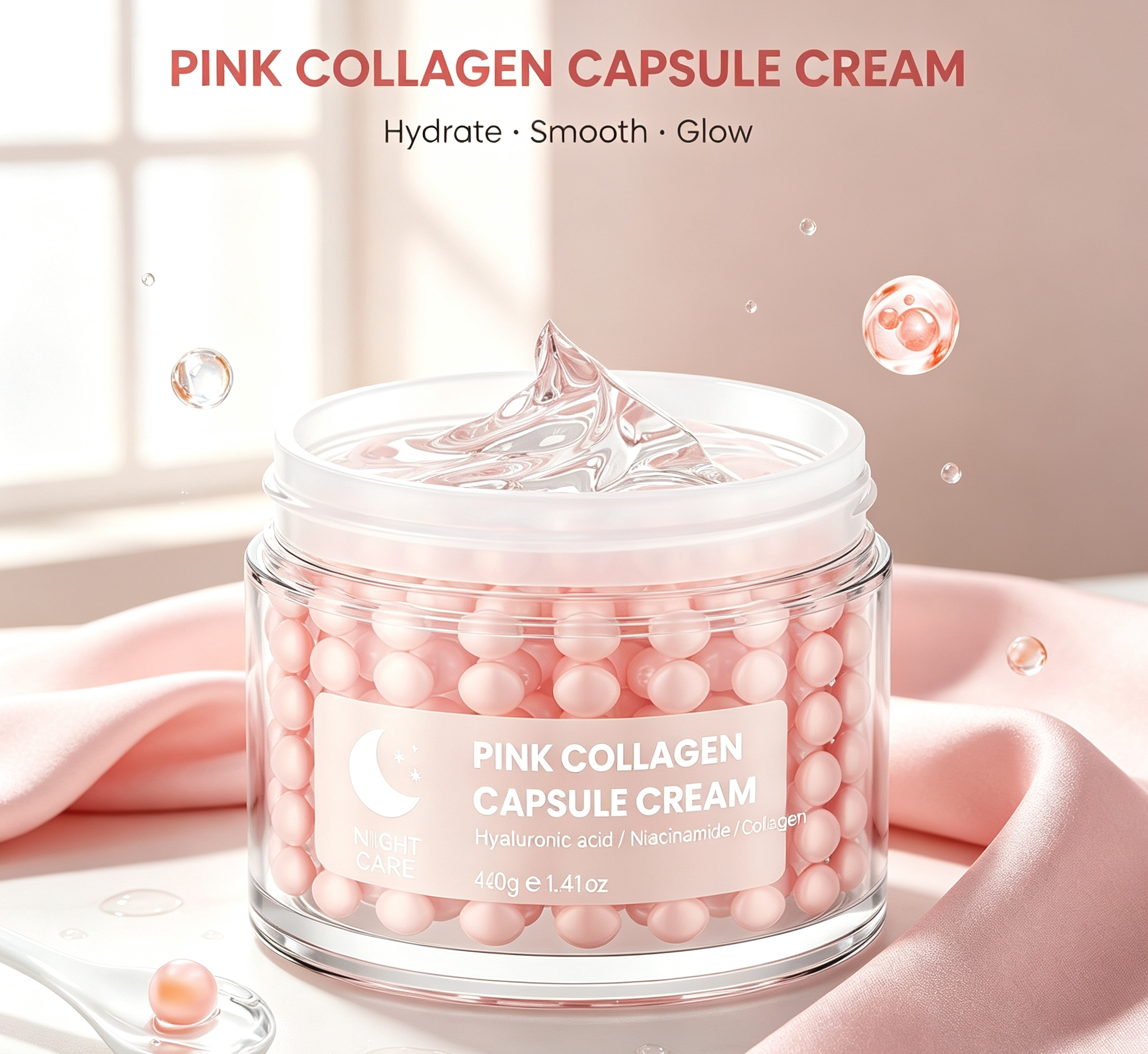 OEM/ODM Salmon DNA PDRN Collagen and Hyaluronic Acid Facial Jelly Capsule Cream FirmingFacial Cream for Korean Skincare Products