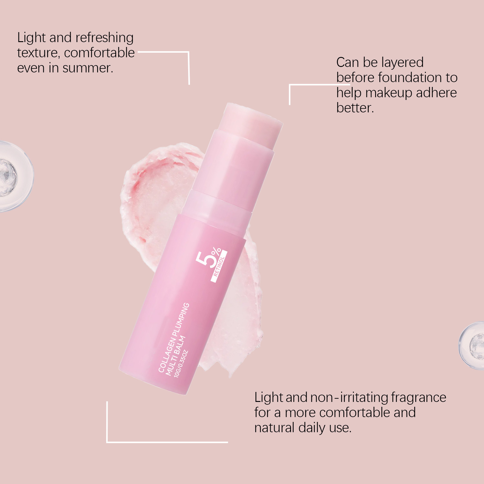 Private Label Pink PDRN Green Tea Lightweight Moisturizing Multi Balm Stick Nourishes Hydrates Dry Facial/Neck Skin Vegan