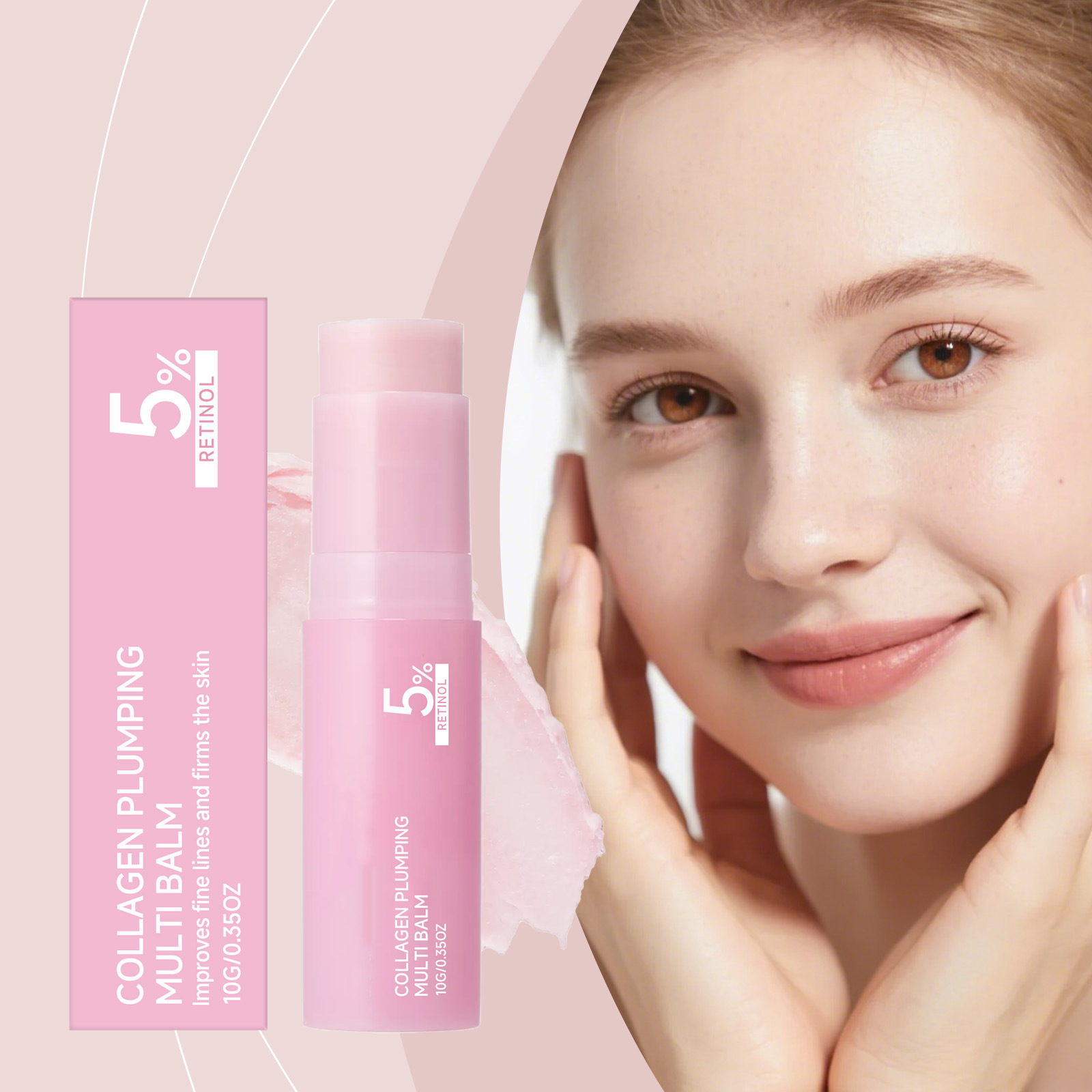 Private Label Pink PDRN Green Tea Lightweight Moisturizing Multi Balm Stick Nourishes Hydrates Dry Facial/Neck Skin Vegan