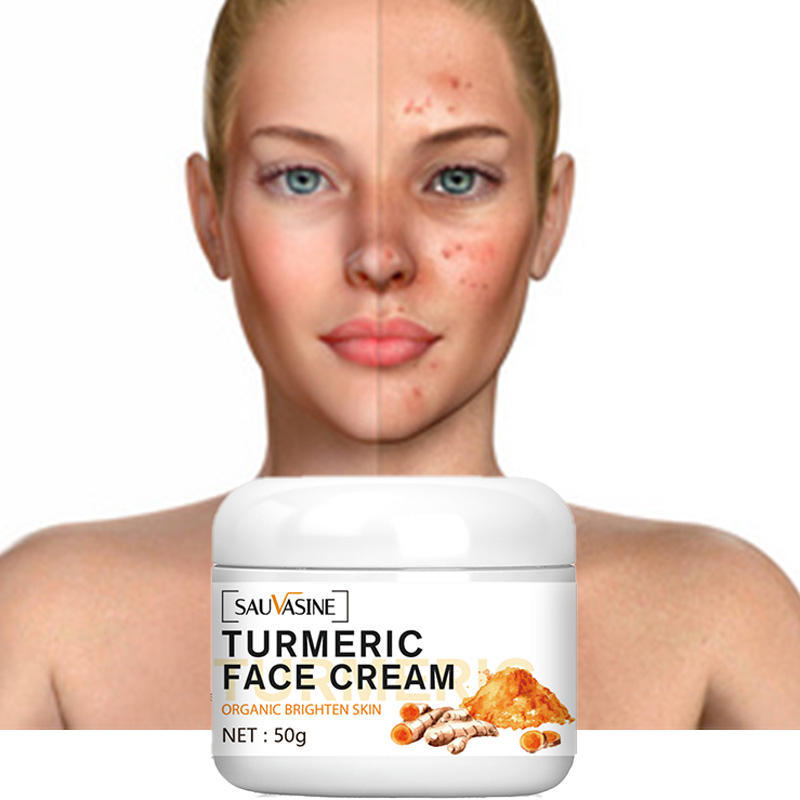 Wholesale OEM Organic Vegan Turmeric Face Cream Skin Lightening Whitening Acne Relief Anti-Aging Lightening Dark Spots for Women