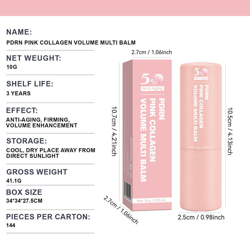 OEM Private Label Moisturizing PDRN PINK COLLAGEN VOLUME Multi Balm Organic Lip Skin Care Vitamin E Salmon Grass-fed Beef Tallow