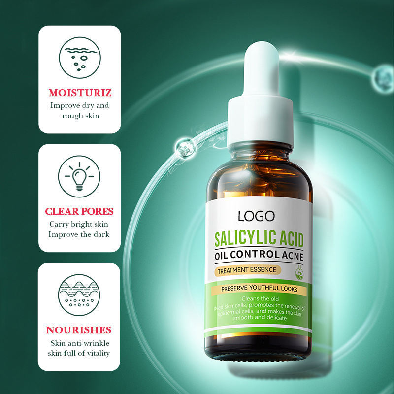 Private Label Organic OEM Herbal Anti-Aging Salicylic Acid for Control Acne-removing Repair Lightening Acne Mark Face Serum
