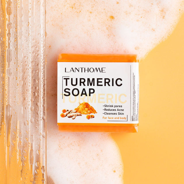 Hot Sale Herbal Organic Acne Bar Natural Skin Care Logo Turmeric Handmade Face Soap Deep Clean All Skin Types