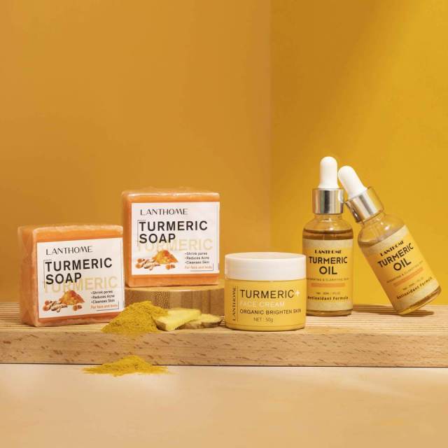Hot Sale Herbal Organic Acne Bar Natural Skin Care Logo Turmeric Handmade Face Soap Deep Clean All Skin Types